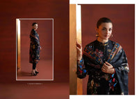 Black Floral 3PC Unstitched Khaddar Dress for Women